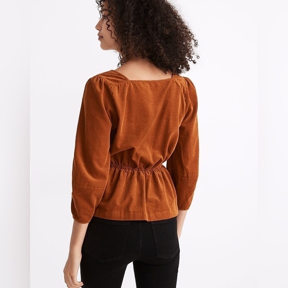 Madewell Corduroy Button-Front Peplum Top MA874 - Picture 2 of 9